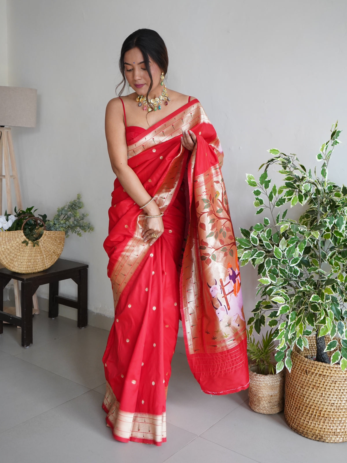 PAITHANI SPECIAL RED FANCY SAREE Anant Tex Exports Private Limited
