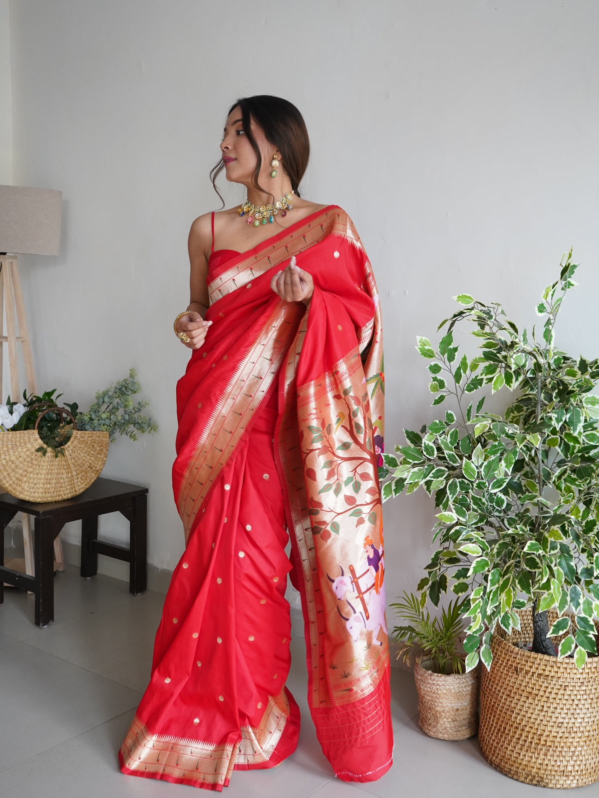 PAITHANI SPECIAL RED FANCY SAREE Anant Tex Exports Private Limited