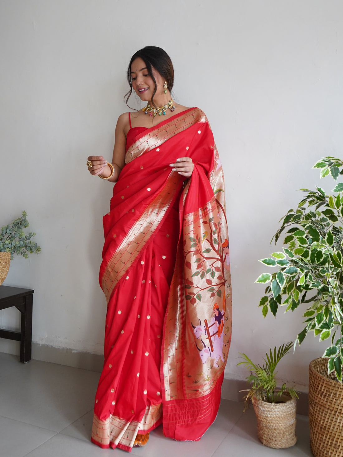 PAITHANI SPECIAL RED FANCY SAREE Anant Tex Exports Private Limited