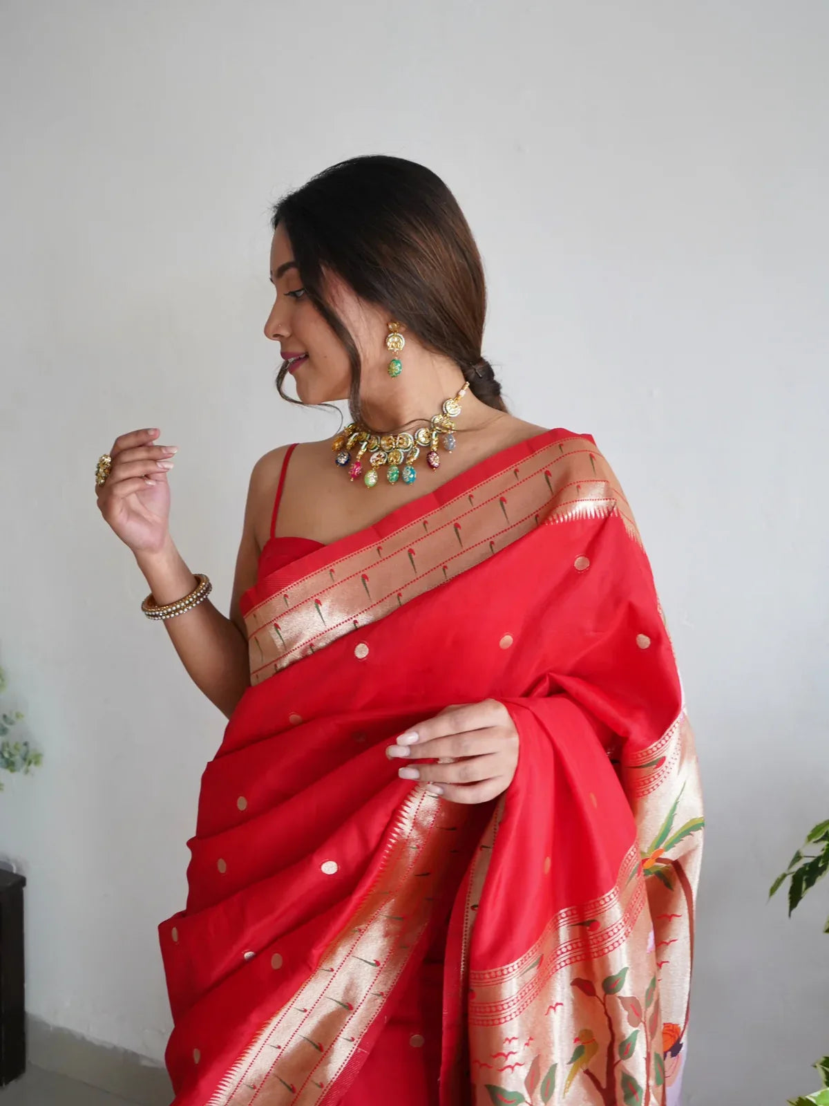 PAITHANI SPECIAL RED FANCY SAREE Anant Tex Exports Private Limited