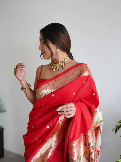 PAITHANI SPECIAL RED FANCY SAREE Anant Tex Exports Private Limited
