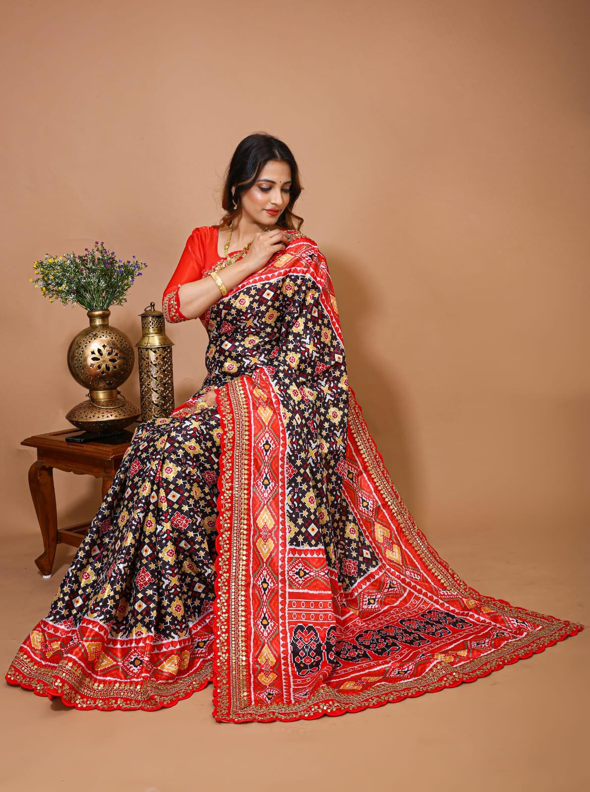 Patola Satin Silk &amp; Digital Print Saree Anant Tex Exports Private Limited