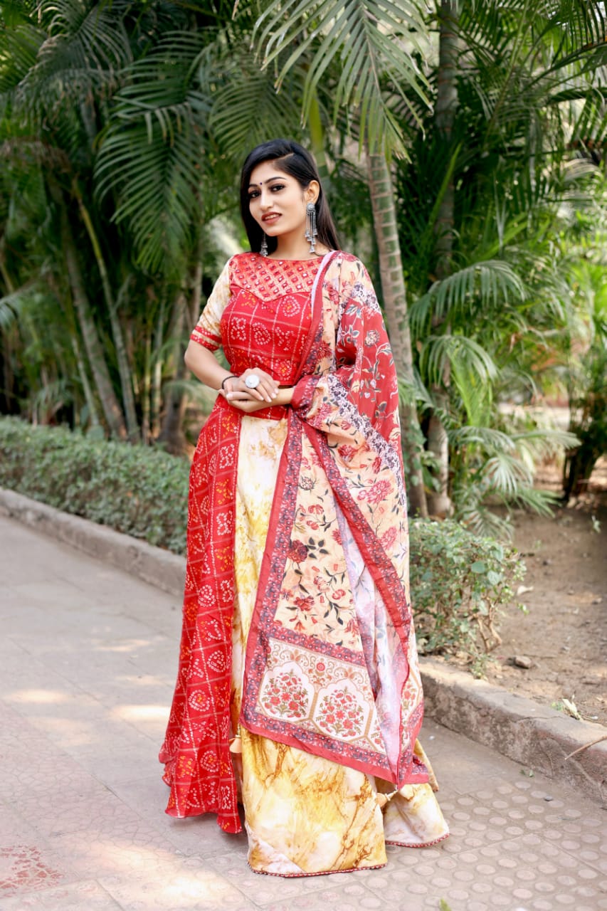 SMOKE BANDHANI PRINT LEHENGA Anant Tex Exports Private Limited