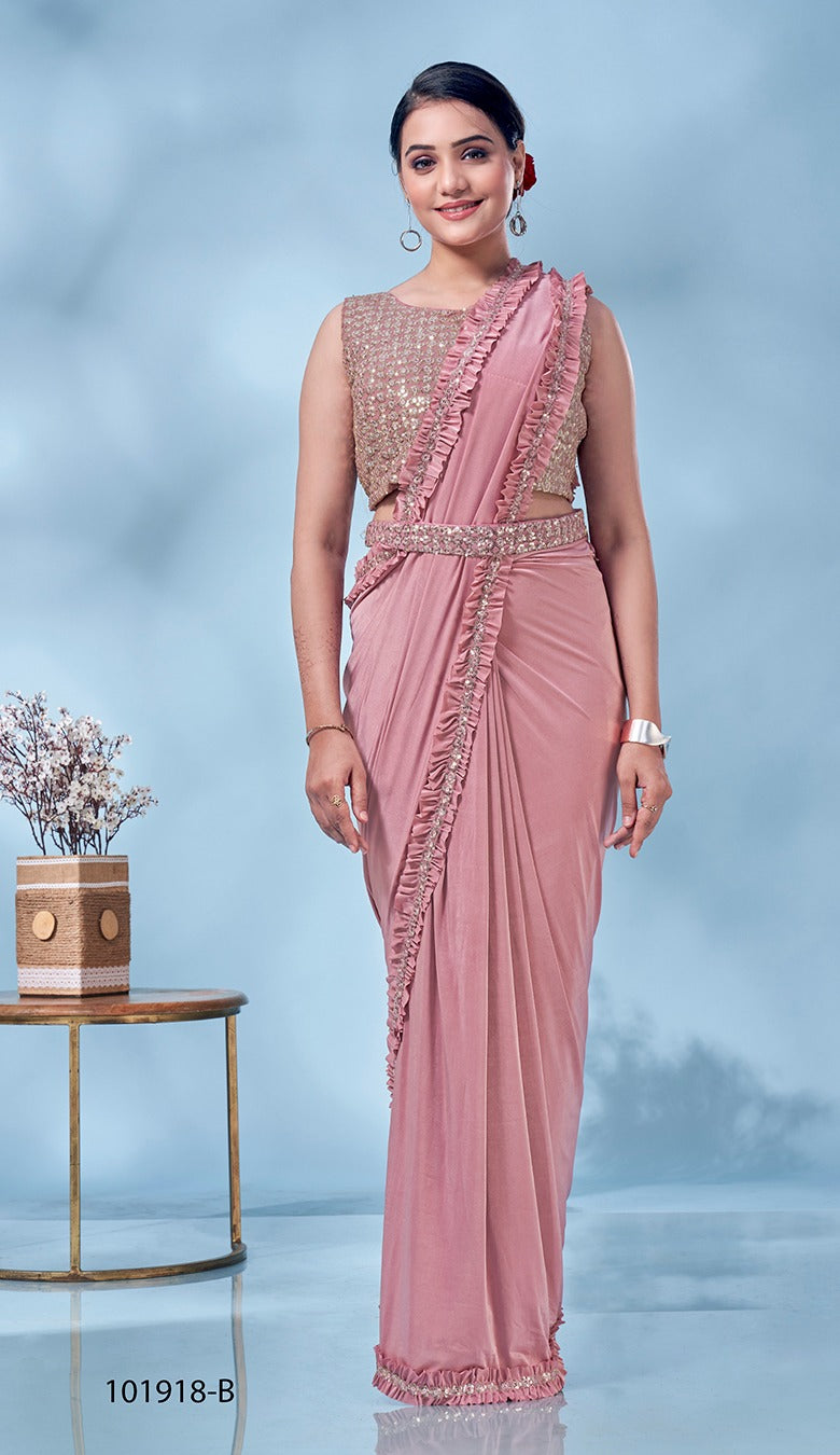 Saree with Stitched Blouse | Readymade Blouses with Sari Ready to wear –  BONYHUB