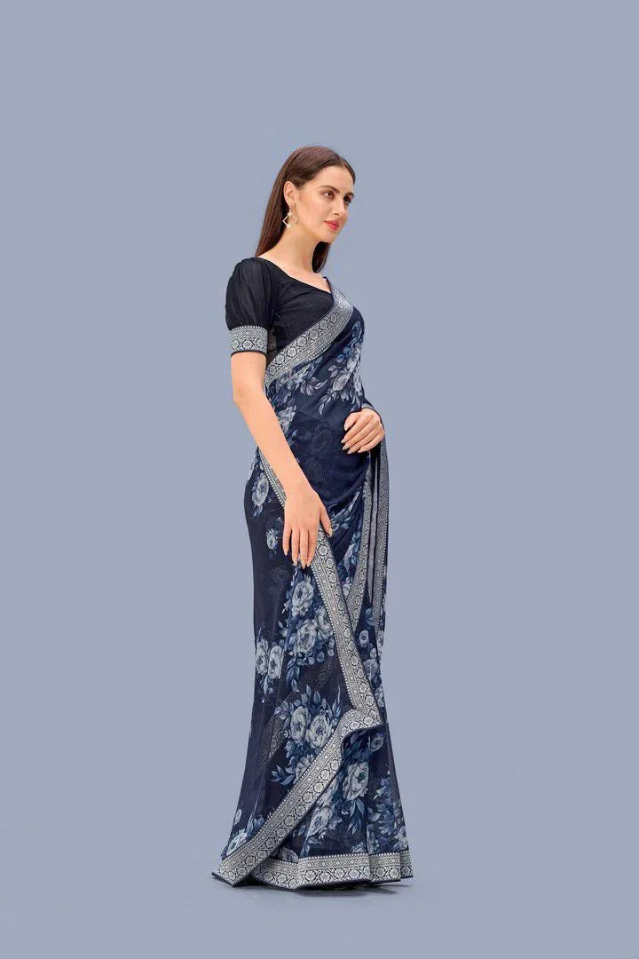 Beautiful Floral Print Saree D.no 5220 Anant Tex Exports Private Limited