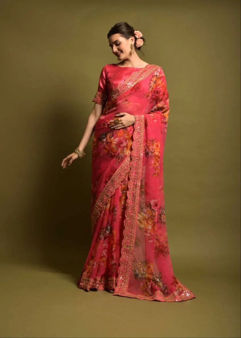 Heavy Soft Chiffon With Beautiful Floral Print Saree D.no 5190 Anant Tex Exports Private Limited