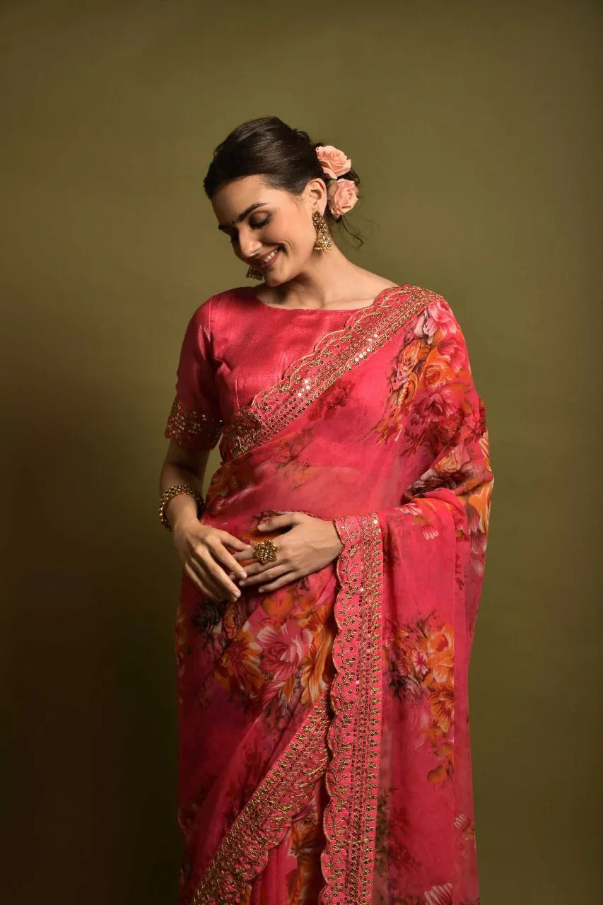 Heavy Soft Chiffon With Beautiful Floral Print Saree D.no 5190 Anant Tex Exports Private Limited