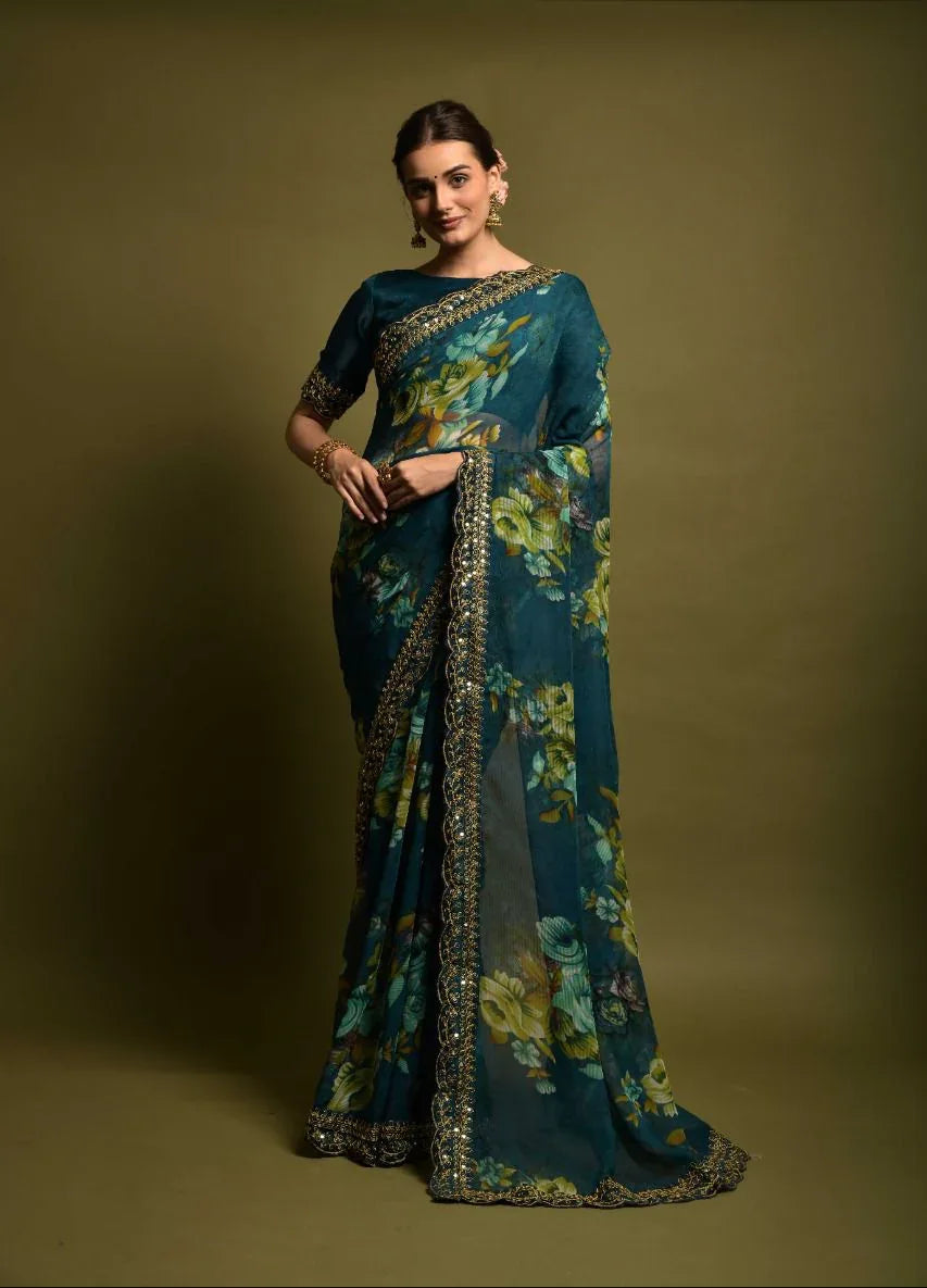 Heavy Soft Chiffon With Beautiful Floral Print Saree D.no 5190 Anant Tex Exports Private Limited