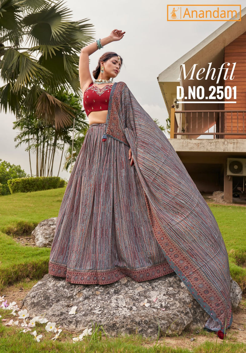 MEHFIL PARTY WEAR LEHENGA D.NO 2497 TO 2501 Anant Tex Exports Private Limited