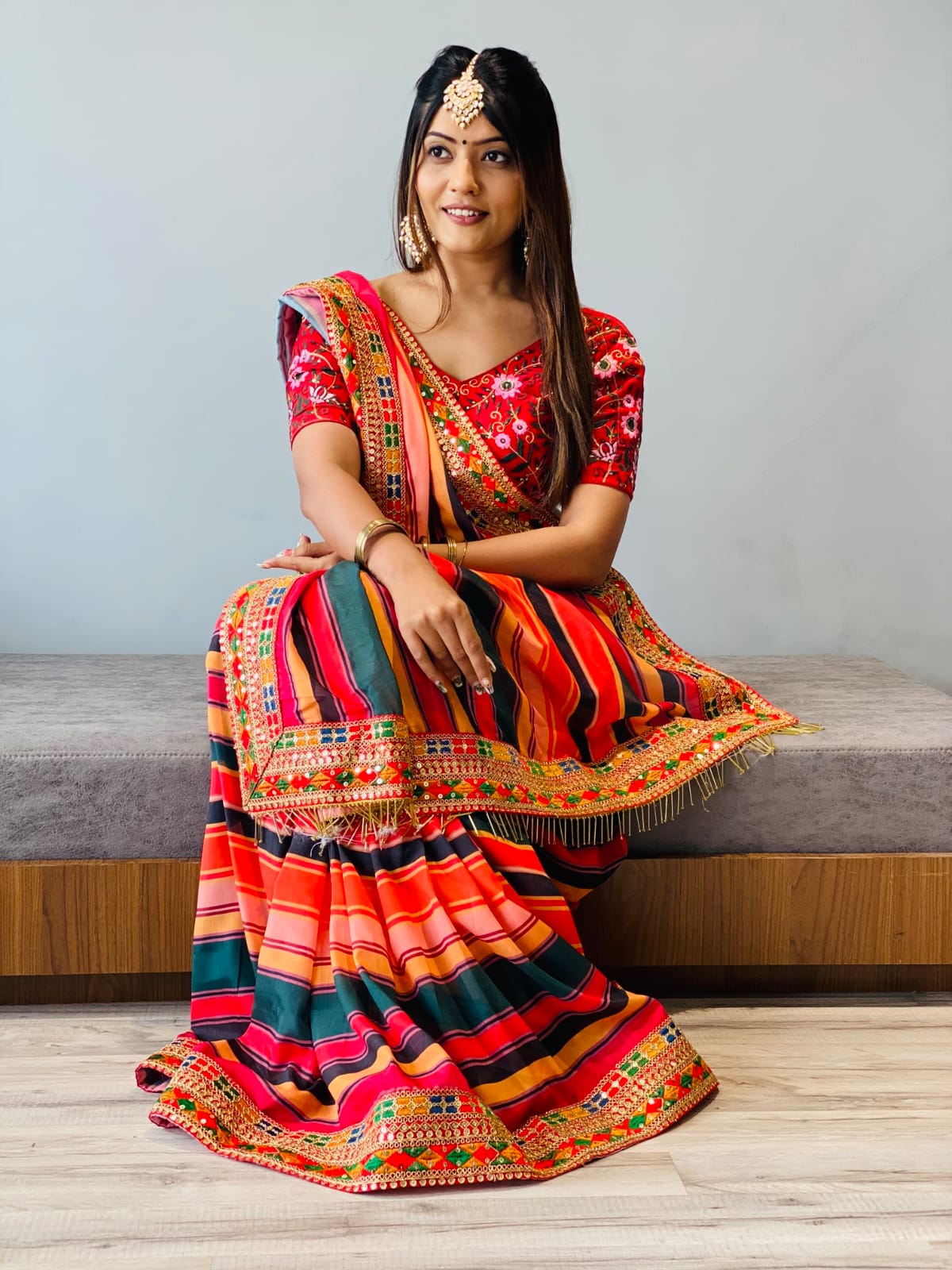 Fancy Rajwadi Silk Digital Print Saree