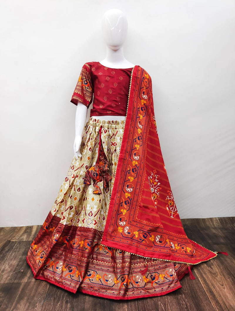 Designer Kids Zari Foil-Work Patoda Silk Lahenga Choli Anant Tex Exports Private Limited