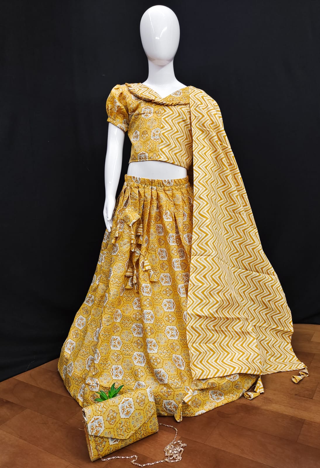 Kids Cotton Lehenga Choli with Matching Purse Anant Tex Exports Private Limited