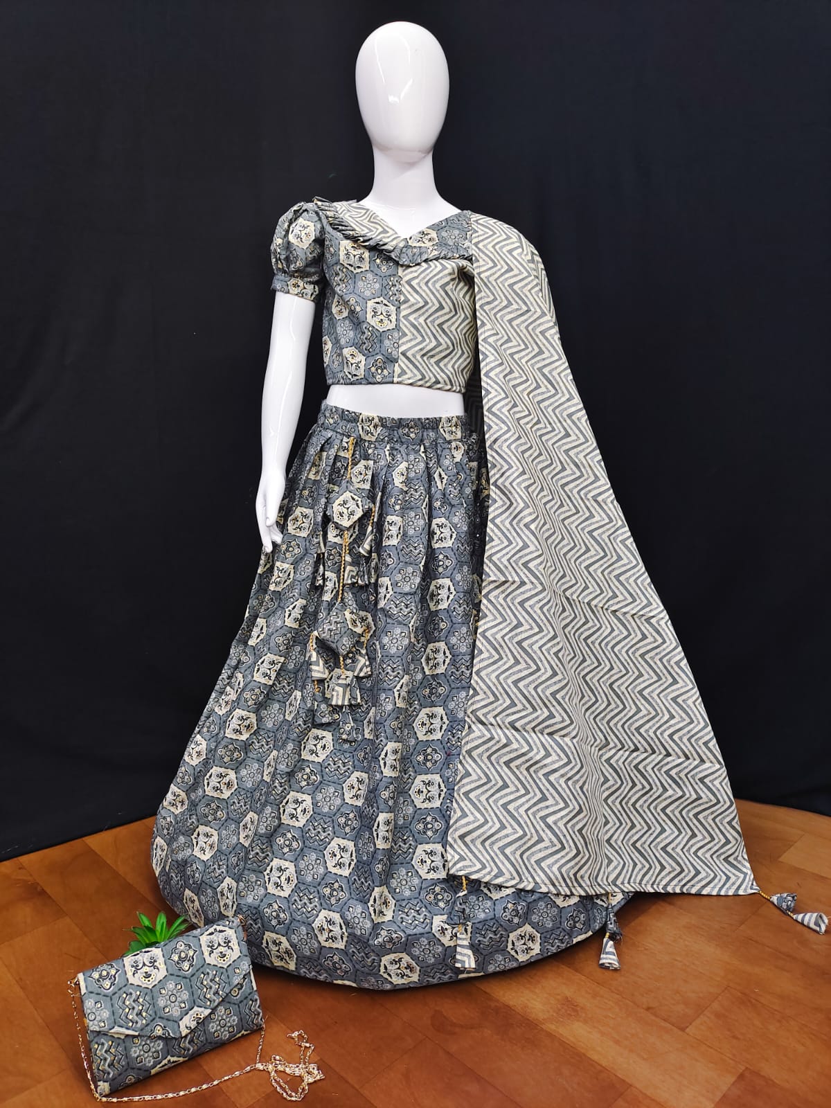 Kids Cotton Lehenga Choli with Matching Purse Anant Tex Exports Private Limited