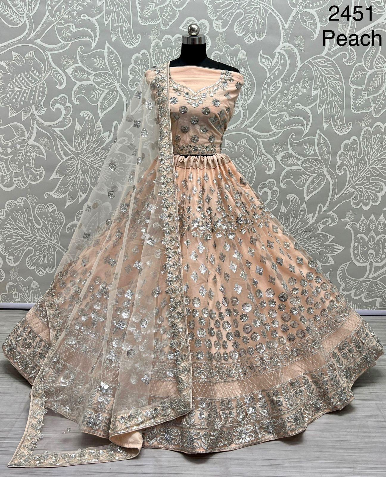 Latest trending German Silver Zari and Sequin Embroidered Designer Lehengacholi 2451 Anant Tex Exports Private Limited