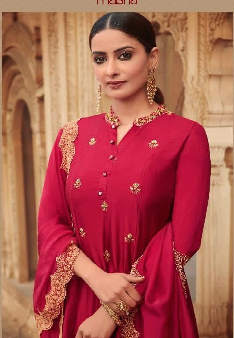 Maisha Maskeen Designer Pure Russian Silk Suit DES