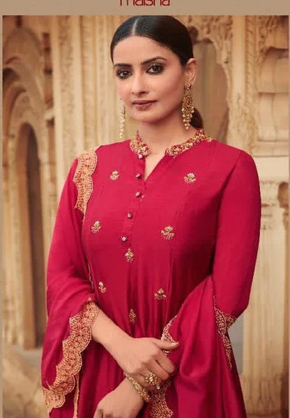Maisha Maskeen Designer Pure Russian Silk Suit DES