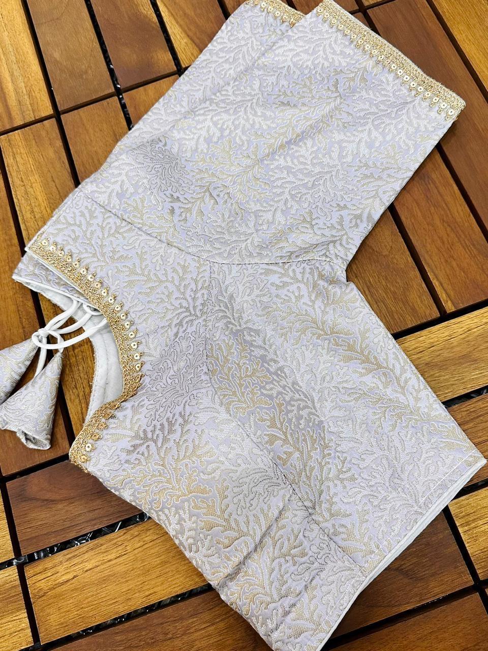 Beautiful Golden and Silver Banarasi Silk Blouse Anant Tex Exports Private Limited