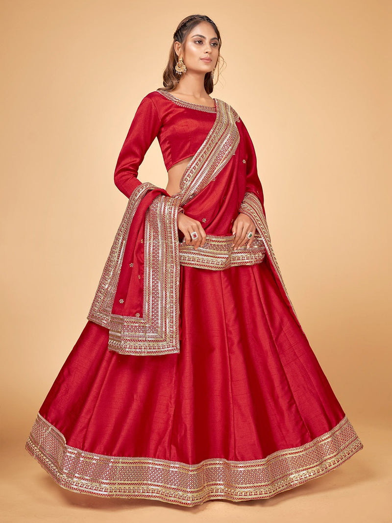 Designer Sequins Red Lehenga D.no -122 Anant Tex Exports Private Limited