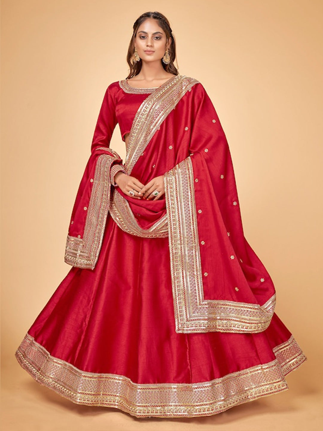 Designer Sequins Red Lehenga D.no -122 Anant Tex Exports Private Limited