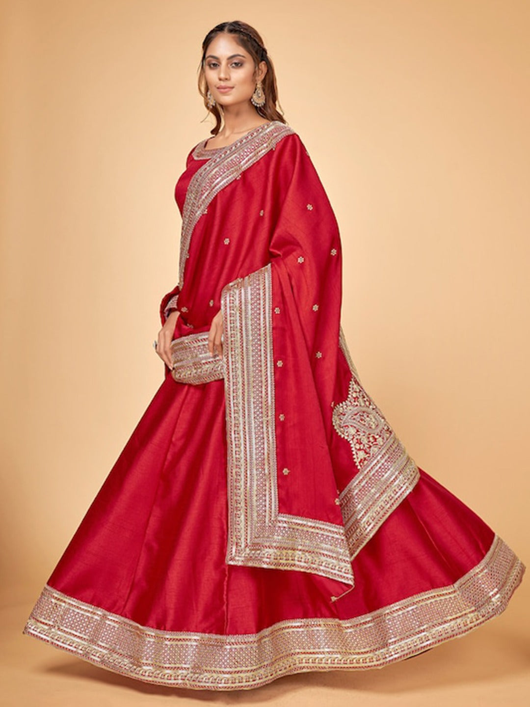 Designer Sequins Red Lehenga D.no -122 Anant Tex Exports Private Limited