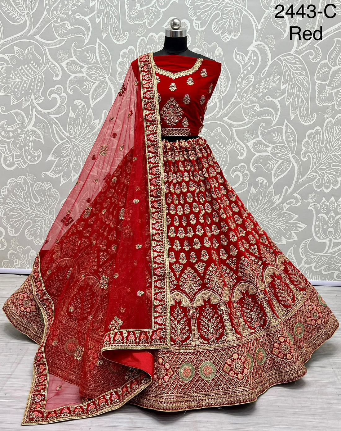 Designer Velvet Bridal Lehenga D.no.2443 Anant Tex Exports Private Limited
