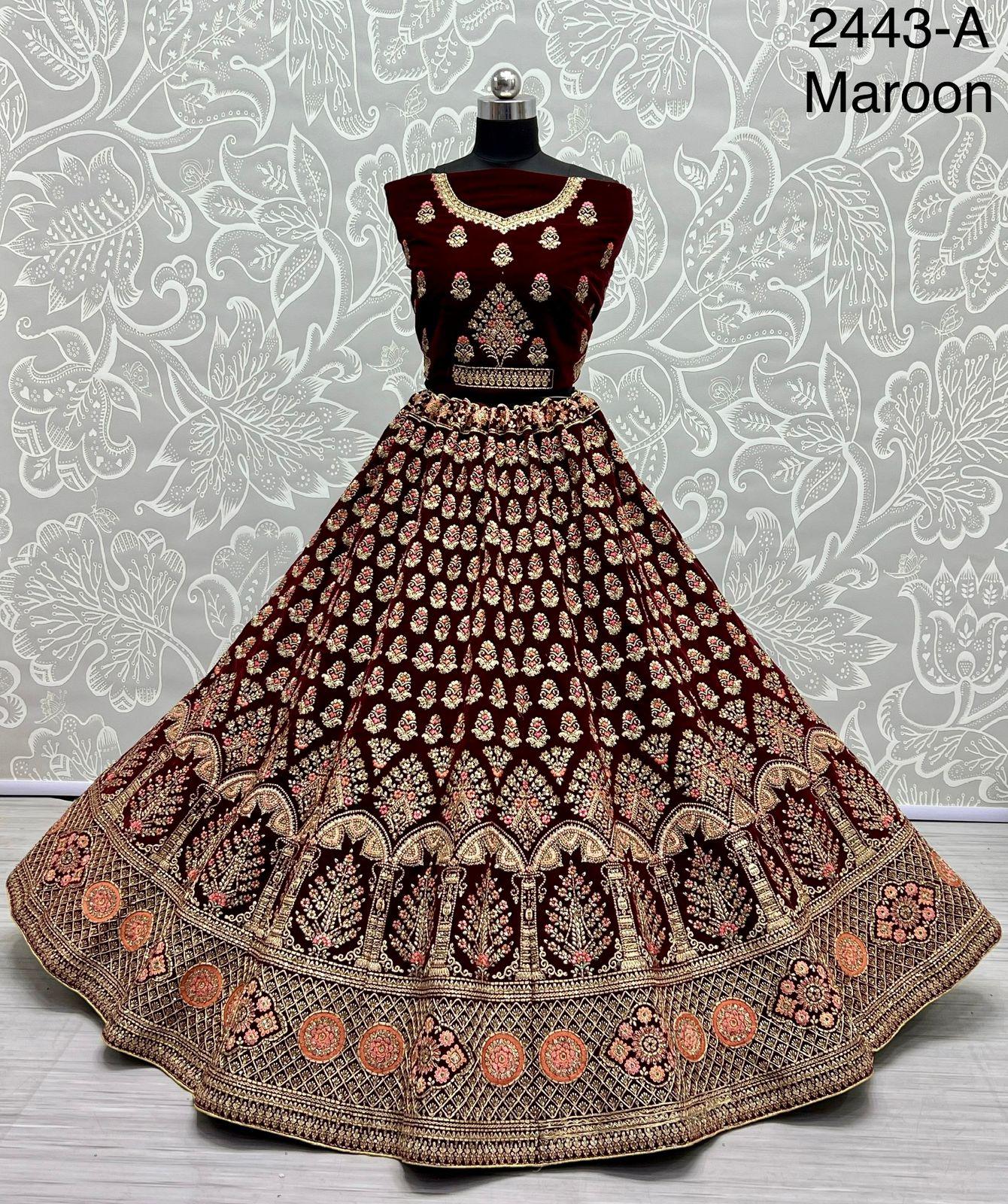 Designer Velvet Bridal Lehenga D.no.2443 Anant Tex Exports Private Limited
