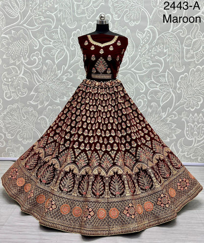 Designer Velvet Bridal Lehenga D.no.2443 Anant Tex Exports Private Limited