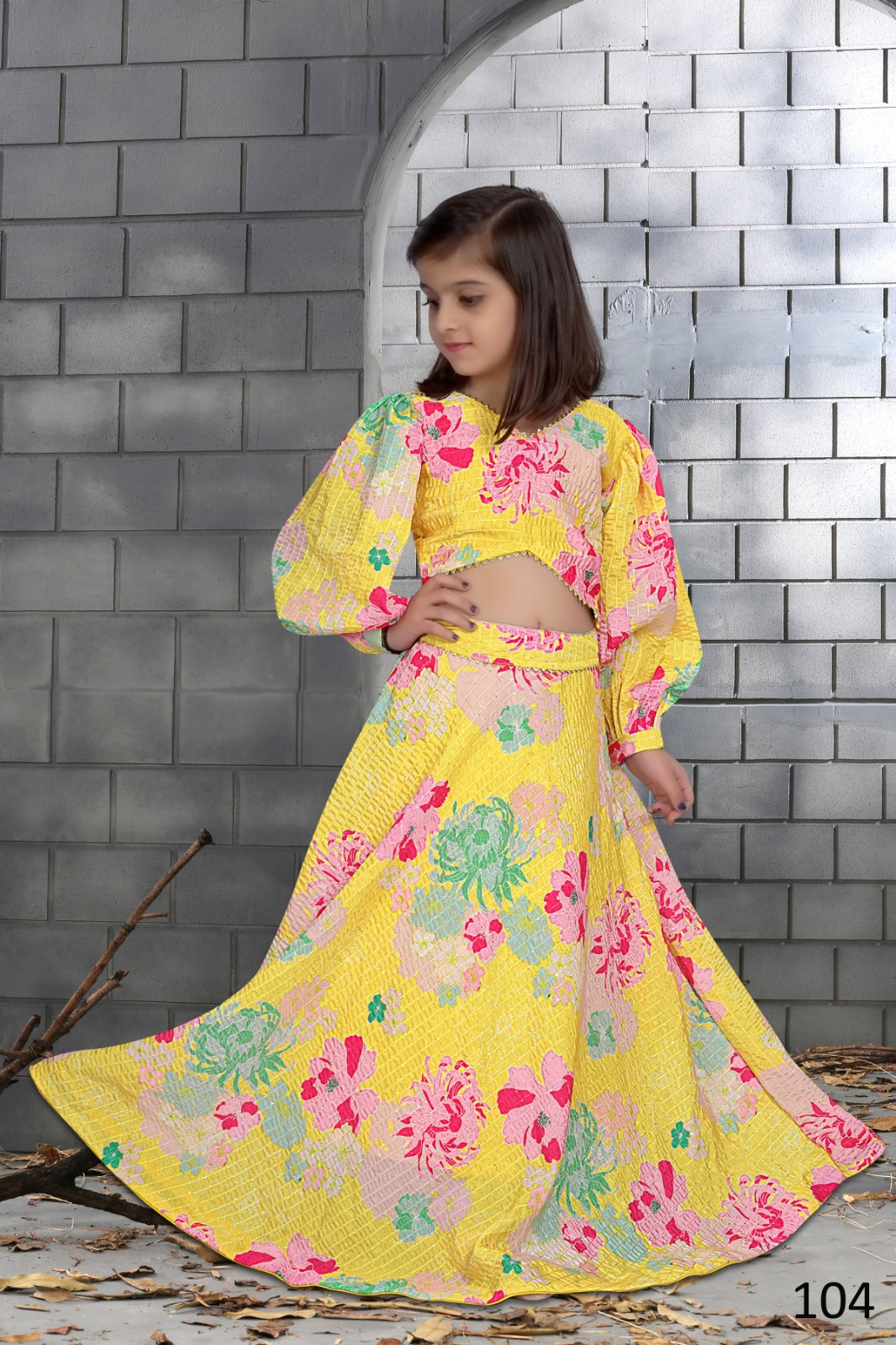Lucaya 102 Yellow Colour Floral Print Chinon Sequin Crochet Lehenga Anant Tex Exports Private Limited