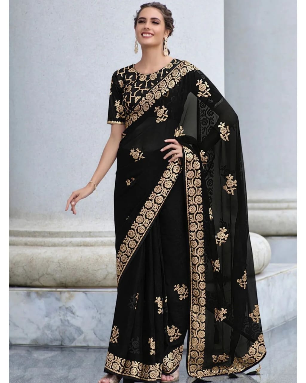 Party Wear Black-3 Saree Anant Tex Exports Private Limited