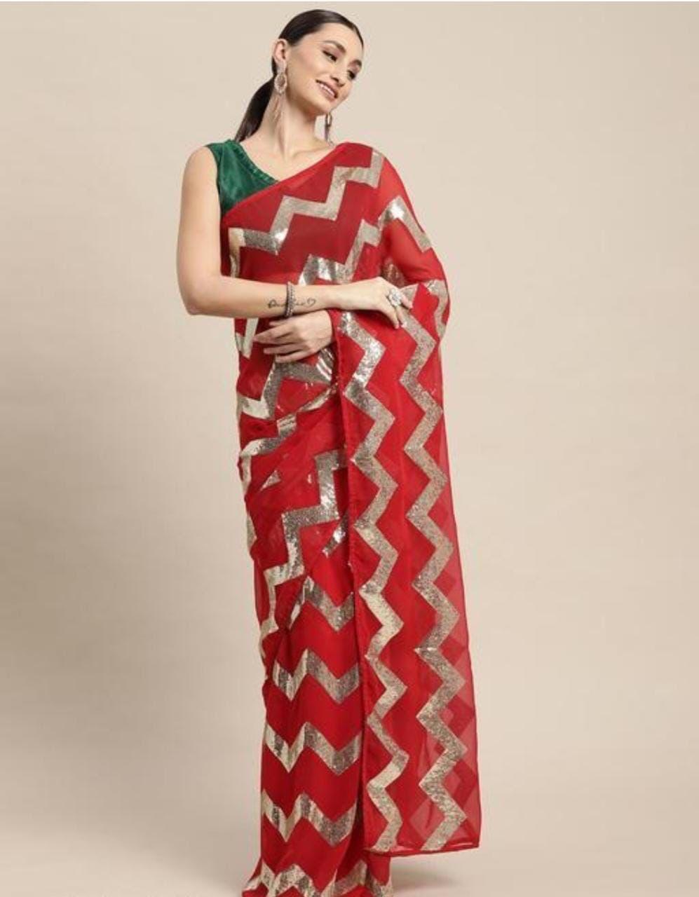 Festive Wear Zig Zag Heavy Georgette Saree Anant Tex Exports Private Limited