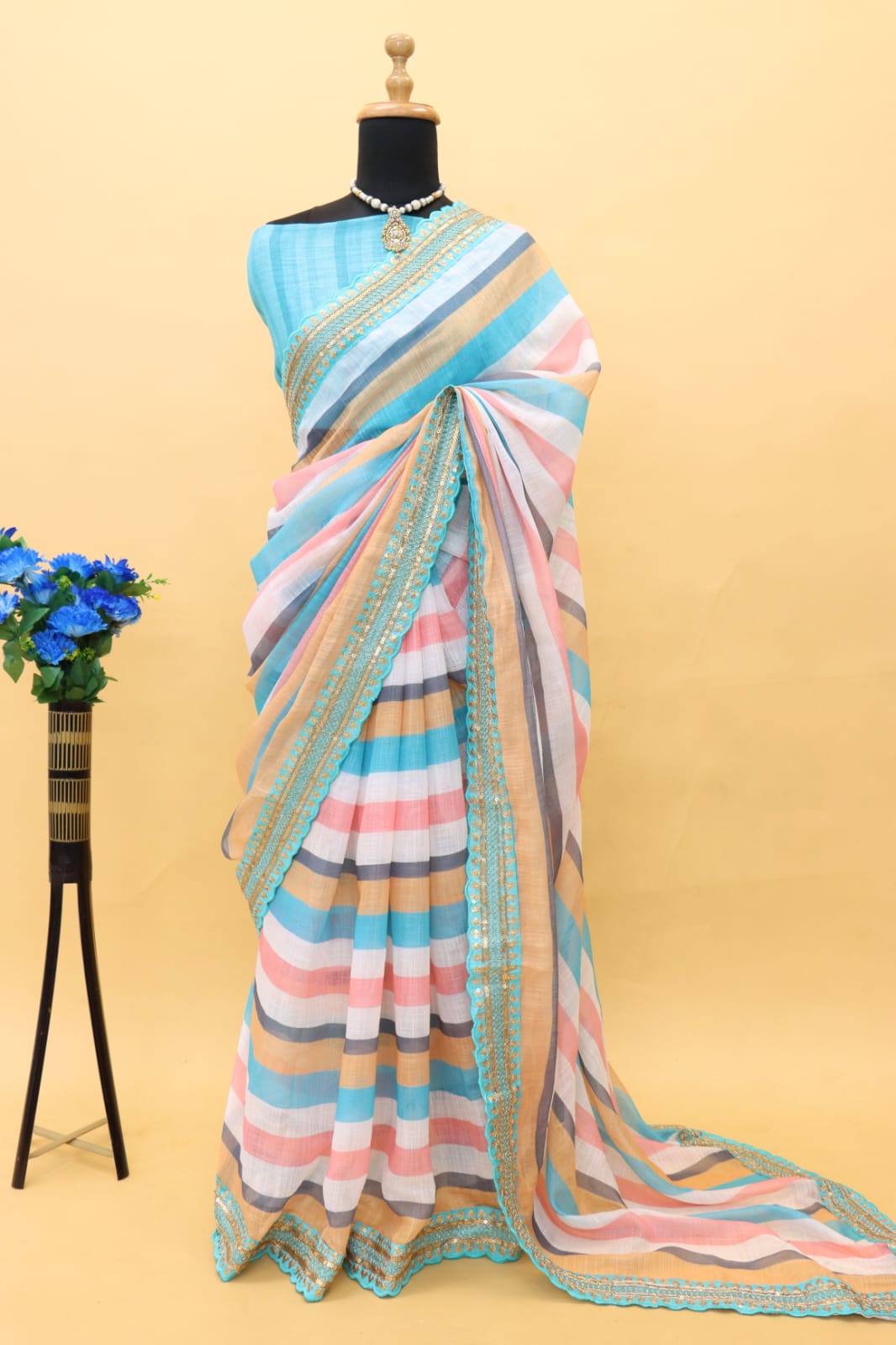 Sathiya Beautiful Pure Soft Linen Digital Printed Saree Anant Tex Exports Private Limited