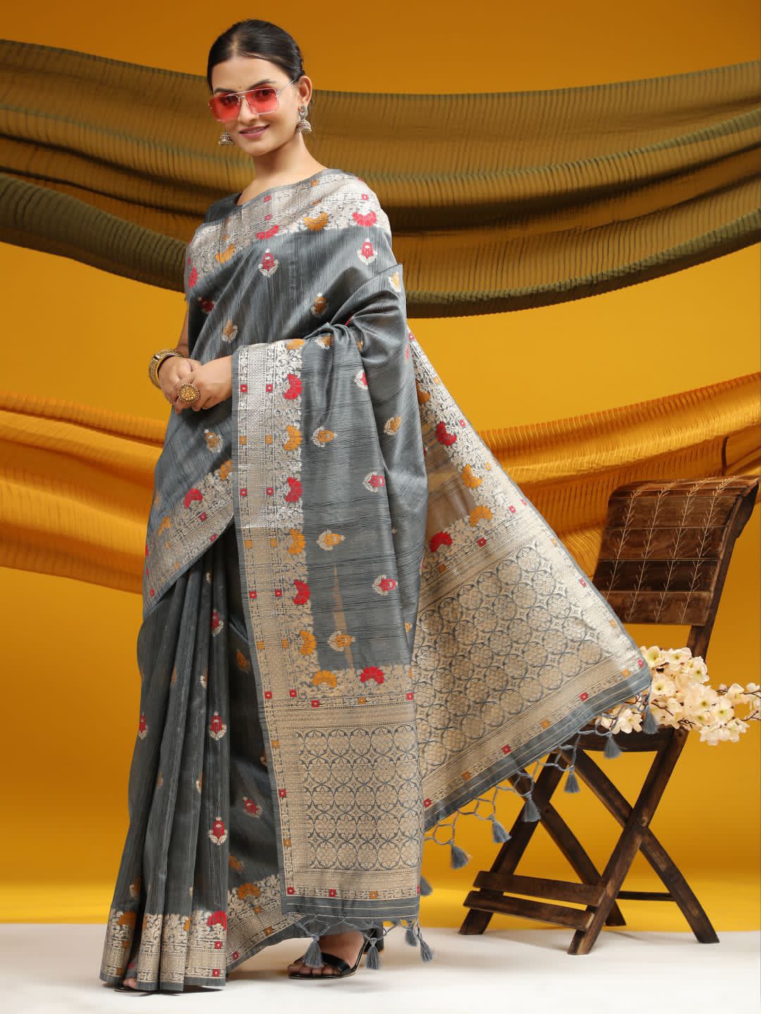 Party Wear Tussar Silk Weaving Saree Anant Tex Exports Private Limited