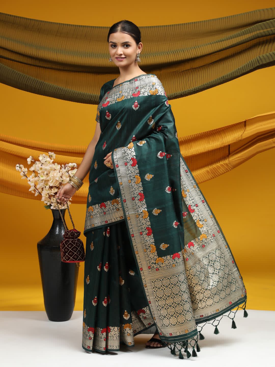 Party Wear Tussar Silk Weaving Saree Anant Tex Exports Private Limited