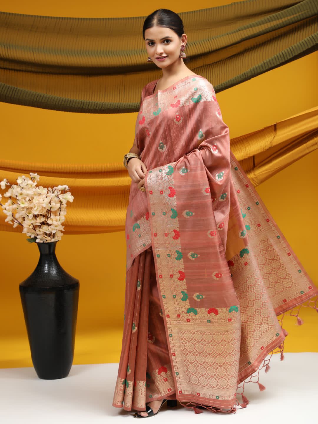 Party Wear Tussar Silk Weaving Saree Anant Tex Exports Private Limited
