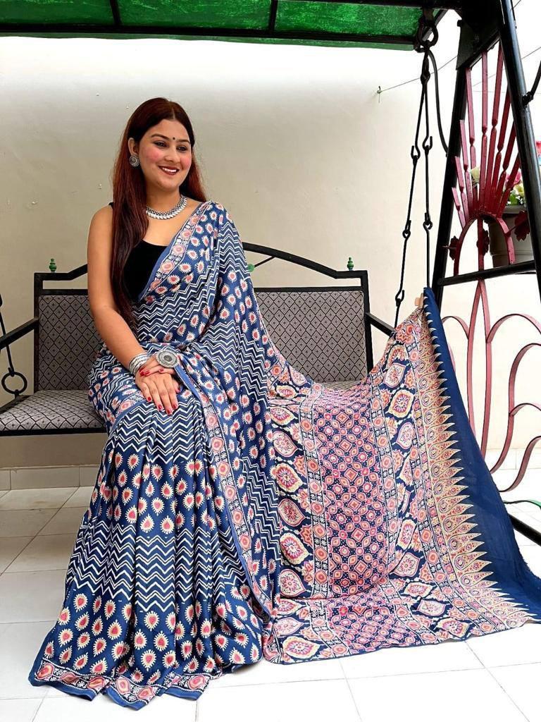 Ajrakh Digital Print Saree Anantexports