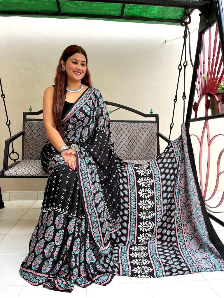 Ajrakh Digital Print Saree Anantexports