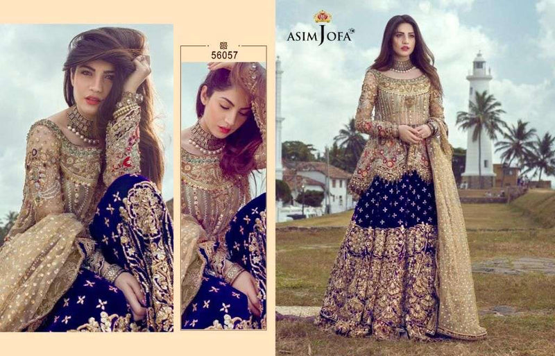 ASIM JOFA D NO 56057 A B C D BUTTERFLY NET WITH HEAVY EMBROIDERY SUIT Anant Tex Exports Private Limited