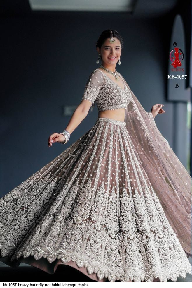 KB 1057 HEAVY BUTTERFLY NET BRIDAL LEHENGA CHOLI Anant Tex Exports Private Limited