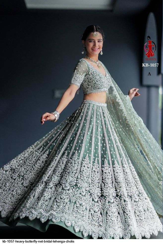 KB 1057 HEAVY BUTTERFLY NET BRIDAL LEHENGA CHOLI Anant Tex Exports Private Limited
