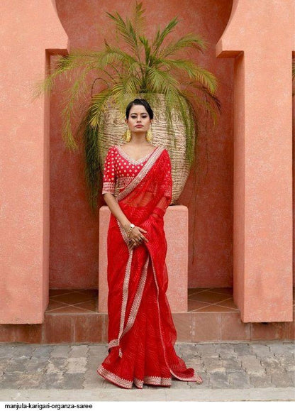 MANJULA KARIGIRI ORGANZA LEHARIYA PATTERN SAREES Anant Tex Exports Private Limited